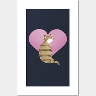 Valentines cat and heart Posters and Art